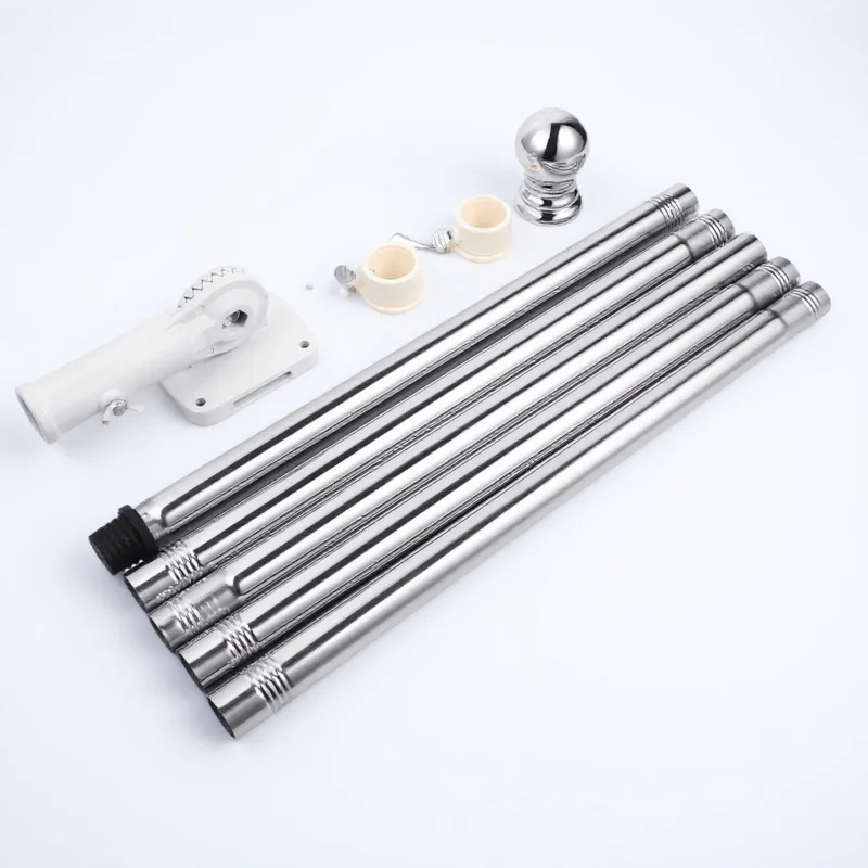 

1Set Alloy Flagpole Kit with Bracket for Outdoor Flag Display Adjustable Length Up to 1.8 Meter Rotating Flagpole Prevents