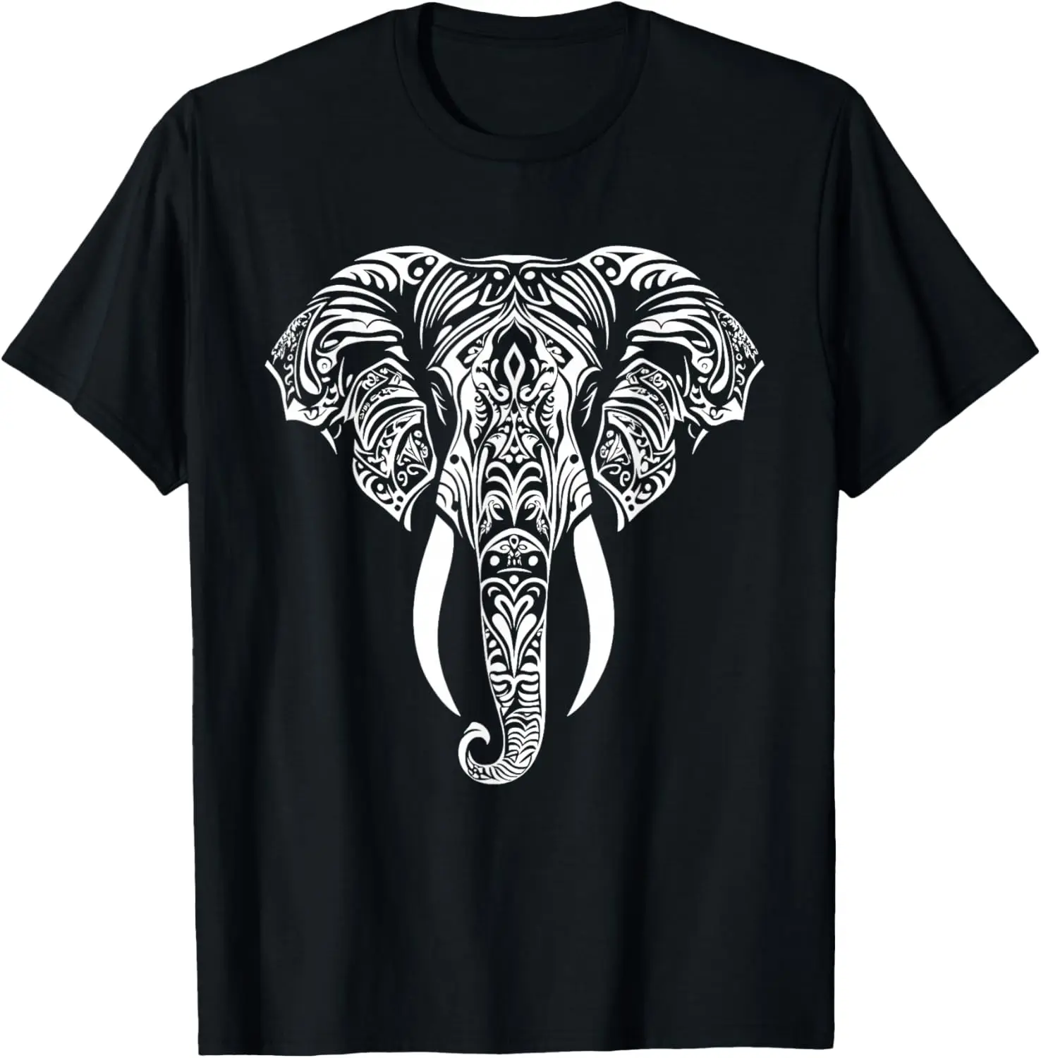

Tribal Elephant Mandala T-Shirt Men's Casual Round Neck Cotton Graphic Tee for Trip