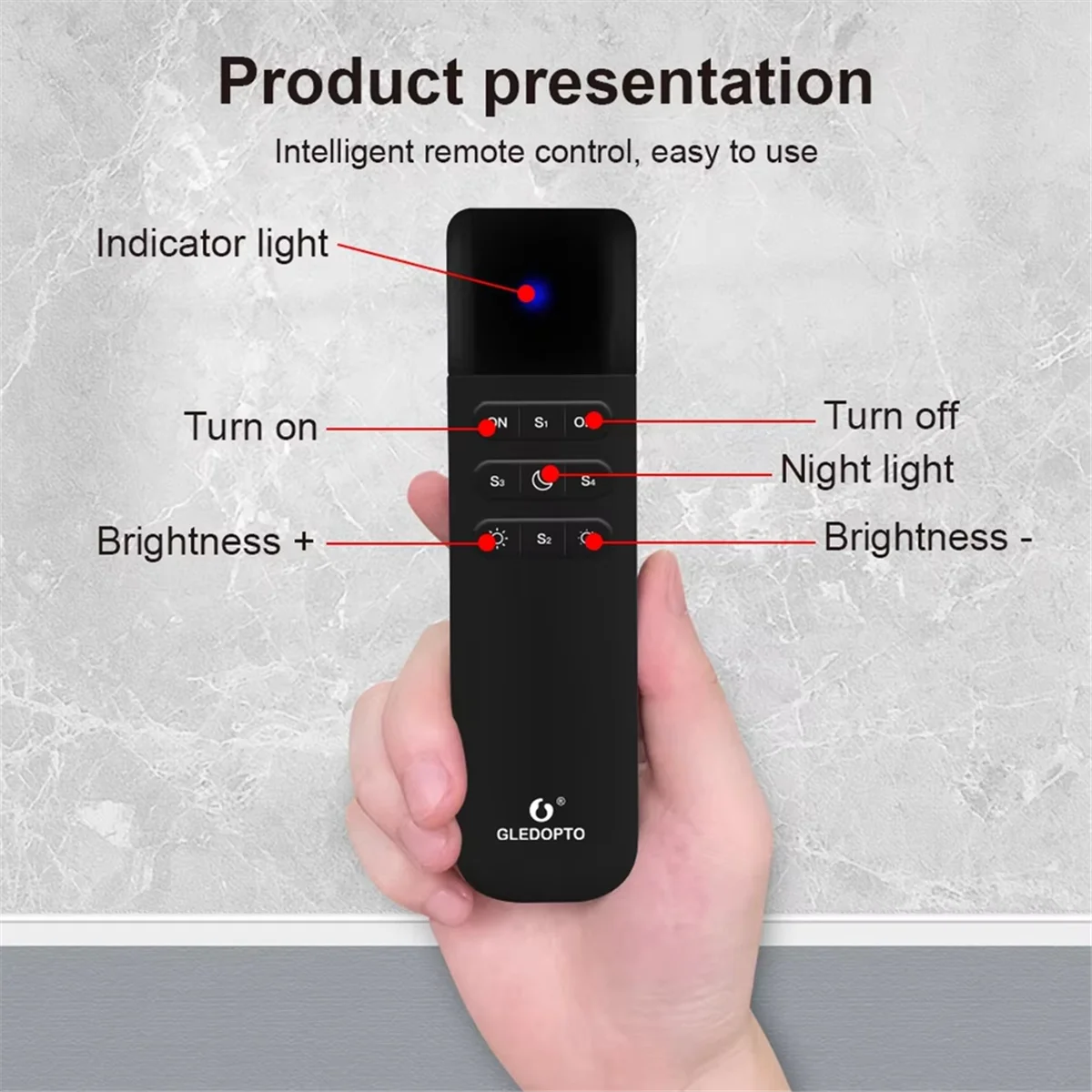 

AT379- WLED Пульт дистанционного управления RGB IC LED ESP NOW Приложение WiFi Беспроводная регулировка яркости 4 сцен Предустановленный ночник Расстояние 50 м
