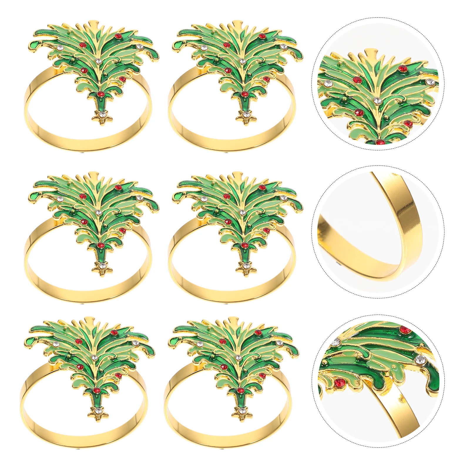 

6Pcs Napkin Holders with Christmas Tree Design Fine Craftsmanship Table Ornament for Festive Gatherings and Daily Use