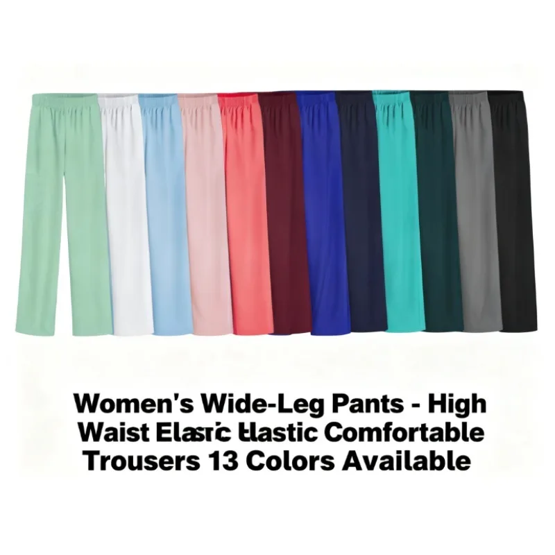 

New Nurse Work Pants, Elastic Waist Straight Leg Scrubs, Summer Lightweight