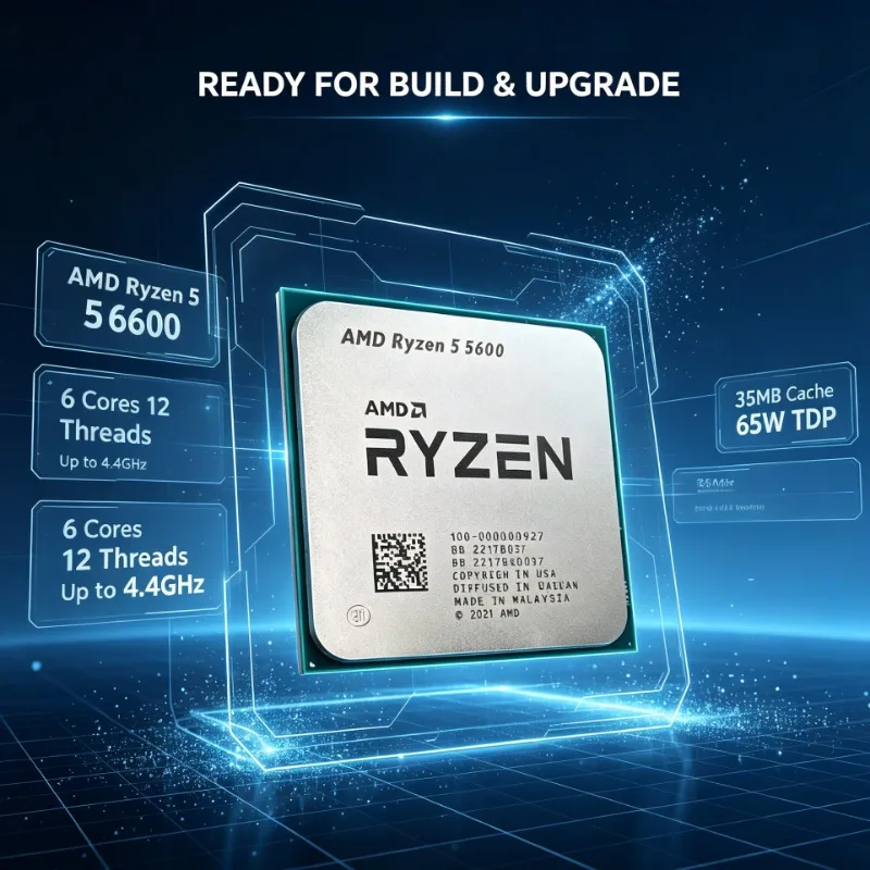 Desktop Processor PN 100‑000000927 Ryzen 5 5600 3.5GHz 6‑Core 12‑Thread 7NM L3=32M Socket AM4 Without Cooler