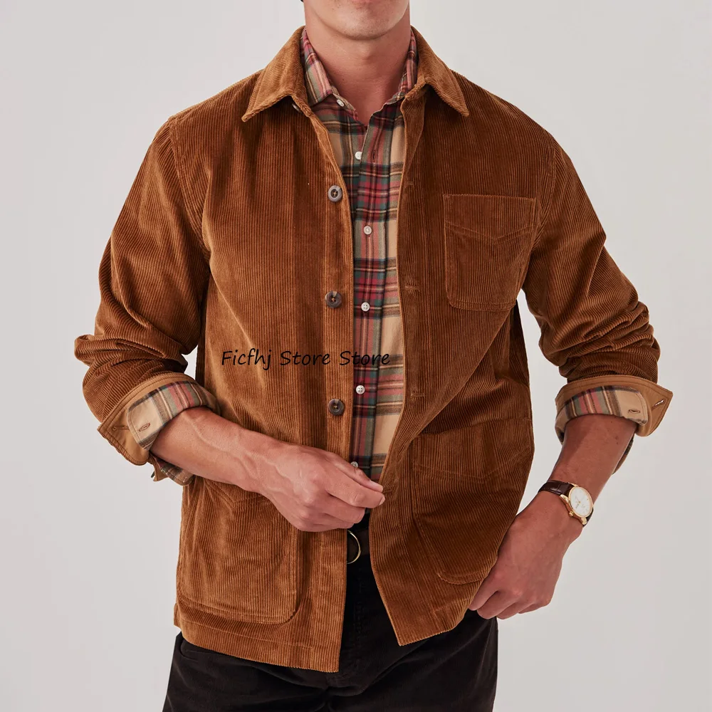 

Мужские куртки в повседневном стиле, мужская куртка из вельветовой ткани высокого качества, городские пиджаки, однобортный мужской костюм с лацканами в социальном стиле