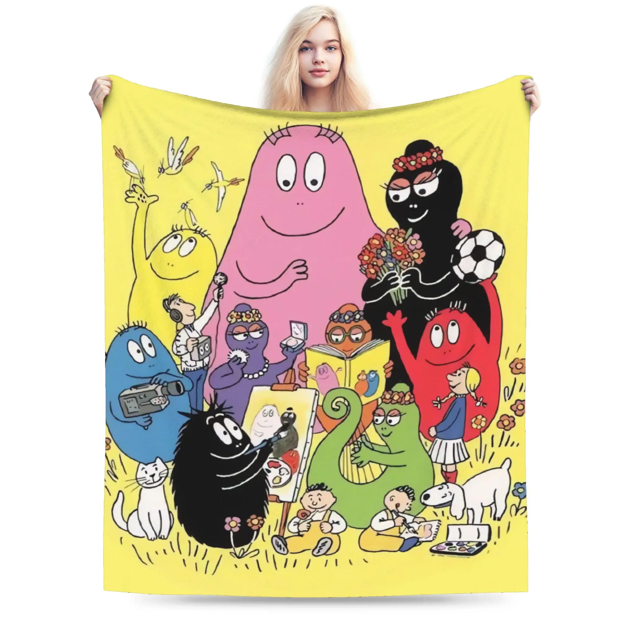Super Warm Blankets Travel Barbapapa Barbamama Bedding Throws  Flannel Bedspread For Couch Bed Novelty Sofa Bed Cover
