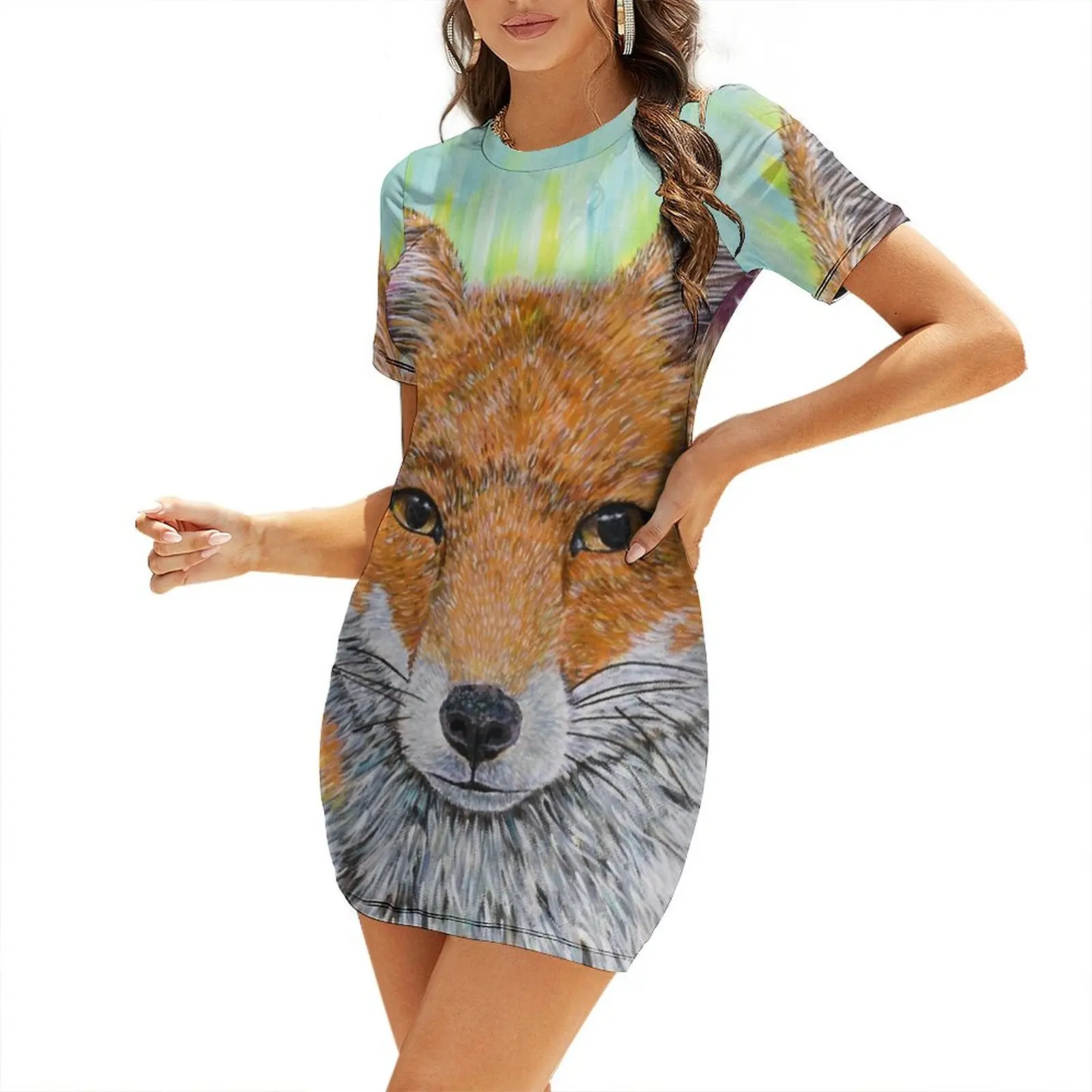 

Zesty Fox Short-Sleeved Dress beach dresses dress summer Summer skirt Elegant gown Dress