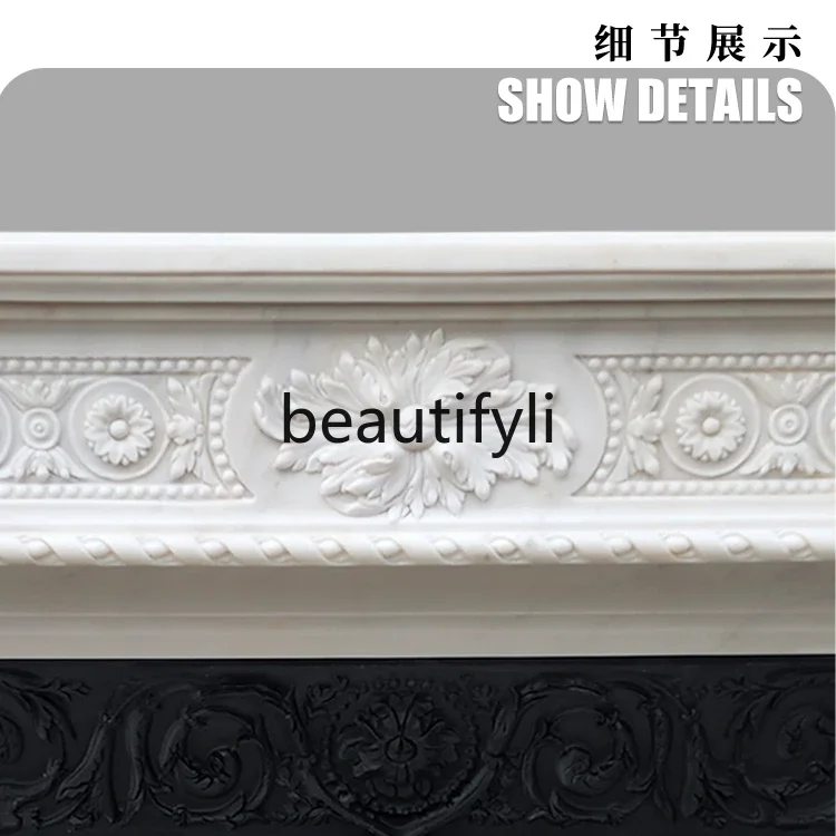2003French fireplace marble mantel retro living room TV background wall decoration customization