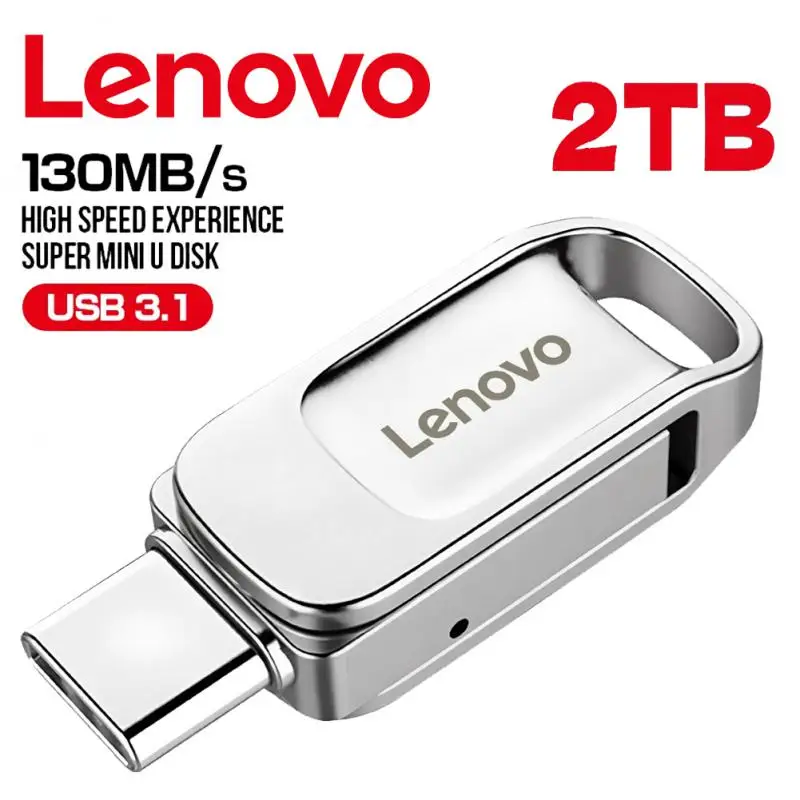 Lenovo 2TB USB Flash Drive Usb 3.0 High Speed 1TB Type-C Interface Dual-Use Flash Memory Stick For Mobile Phone Computer 2024