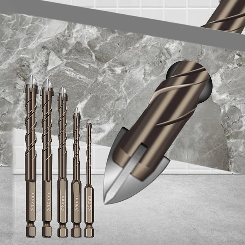 3-12mm Cross Hex Tile Drill Bits Set For Glass Ceramic Concrete Hole Opener Brick Hard Alloy Triangle Bit Tool Kit Metal Drill