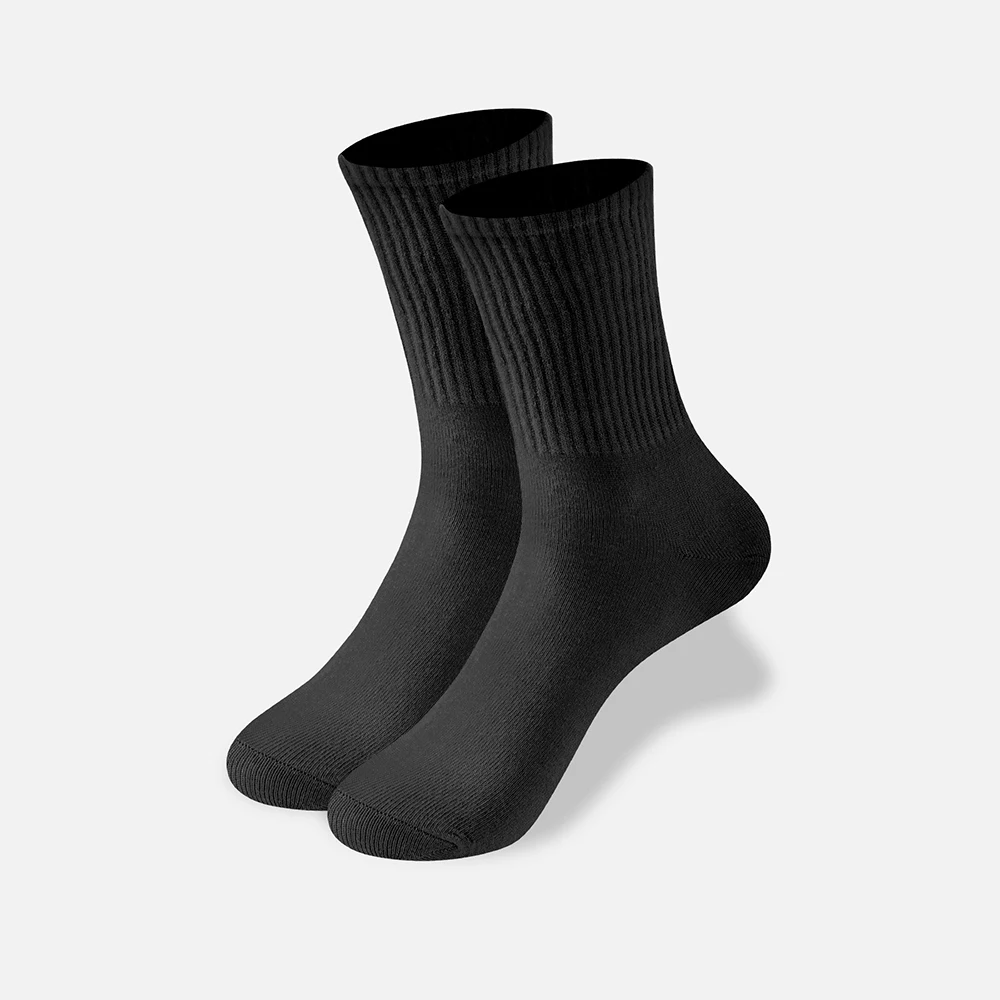 12 Pairs Men Thick Warm Mid Tube Socks Autumn Winter Black Wear Resistant Odor Resistant Classic Oversized Business Socks