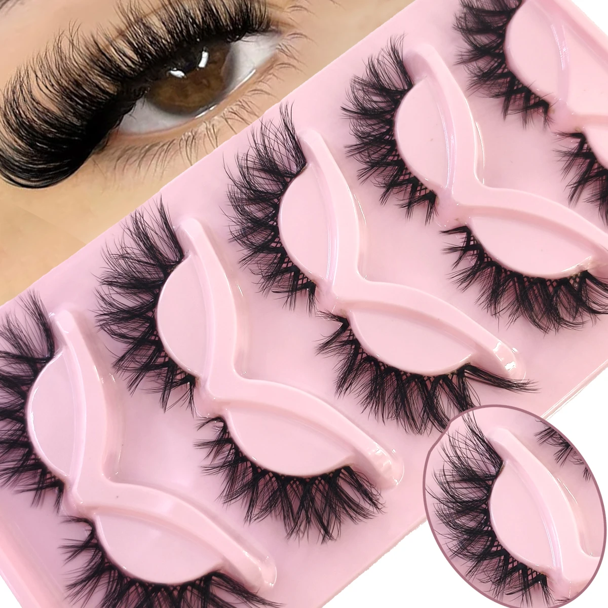 NEW 5pairs Classic 3D Volume Lashes Cat Eye Faux Mink Lash Natural Wispy Russian Strip Lashes Makeup Dramatic False Eyelashes