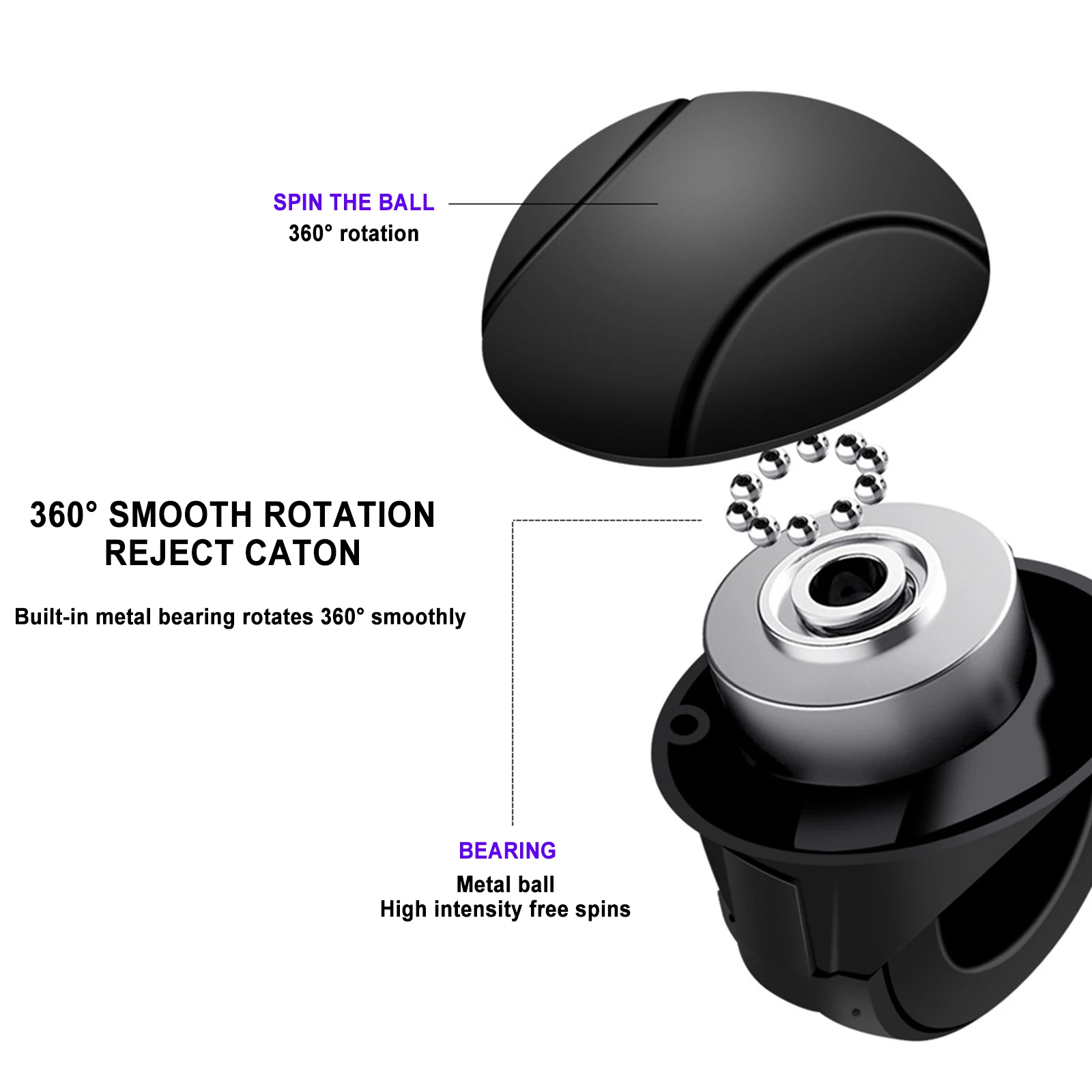 Car Turning Steering Wheel Booster Spinner Knob 360 Degree Rotation Metal Bearing Power Handle Ball Shaped Helper Hand Control