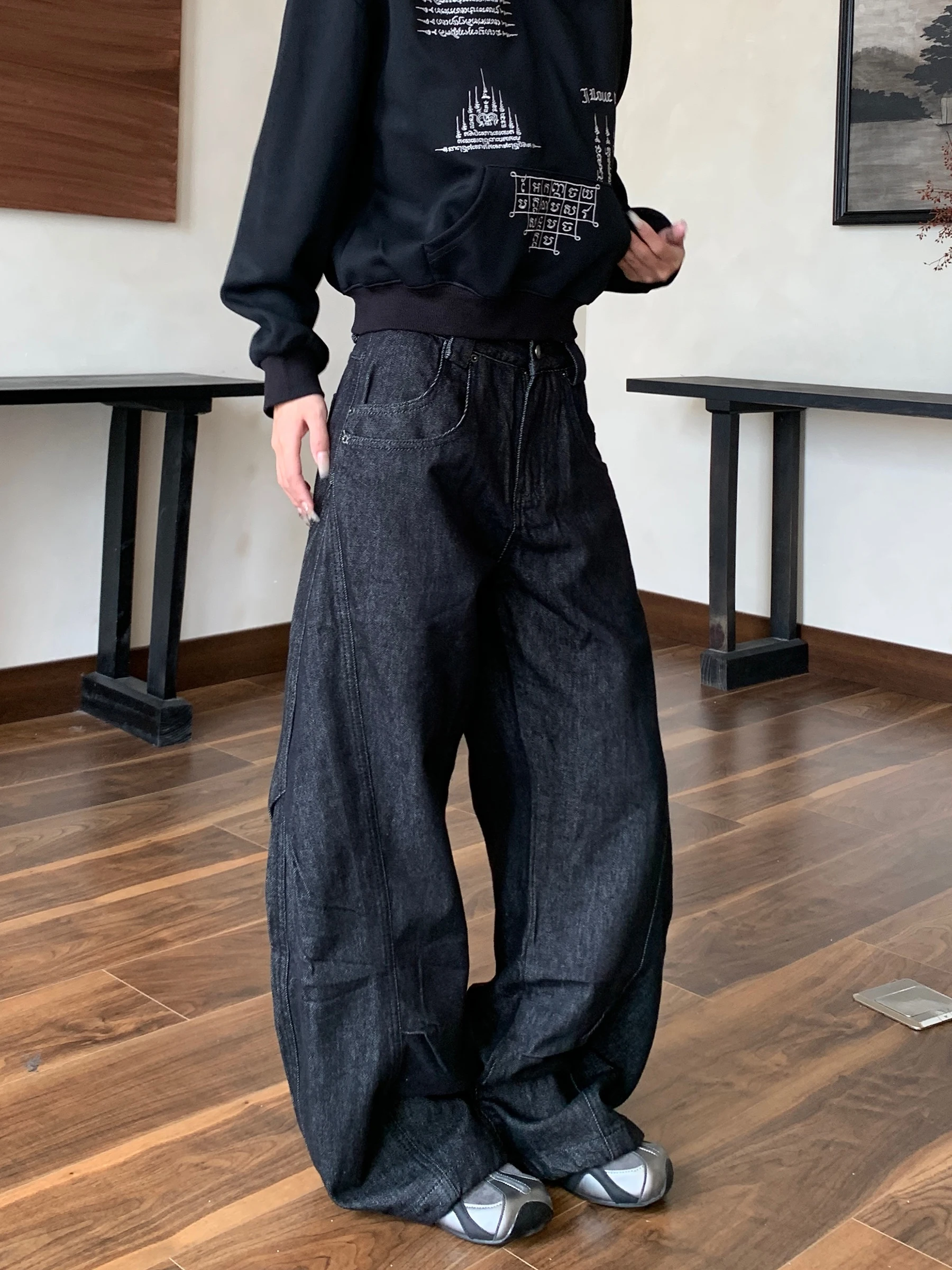 

American Retro Street Sle Wide Leg Jeans Loose Fit ex Casual Pants Couples Wear Youth Trend Autumn Wear Resistant