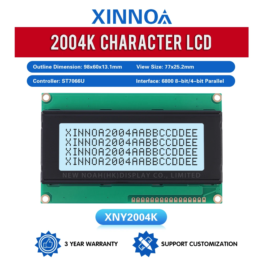 

Gray Film Black Letters 2004K St7063 LCD Display 4X20 4002 IIC/I2C Interface Adapter Board Controller ST7066U Display Monitor