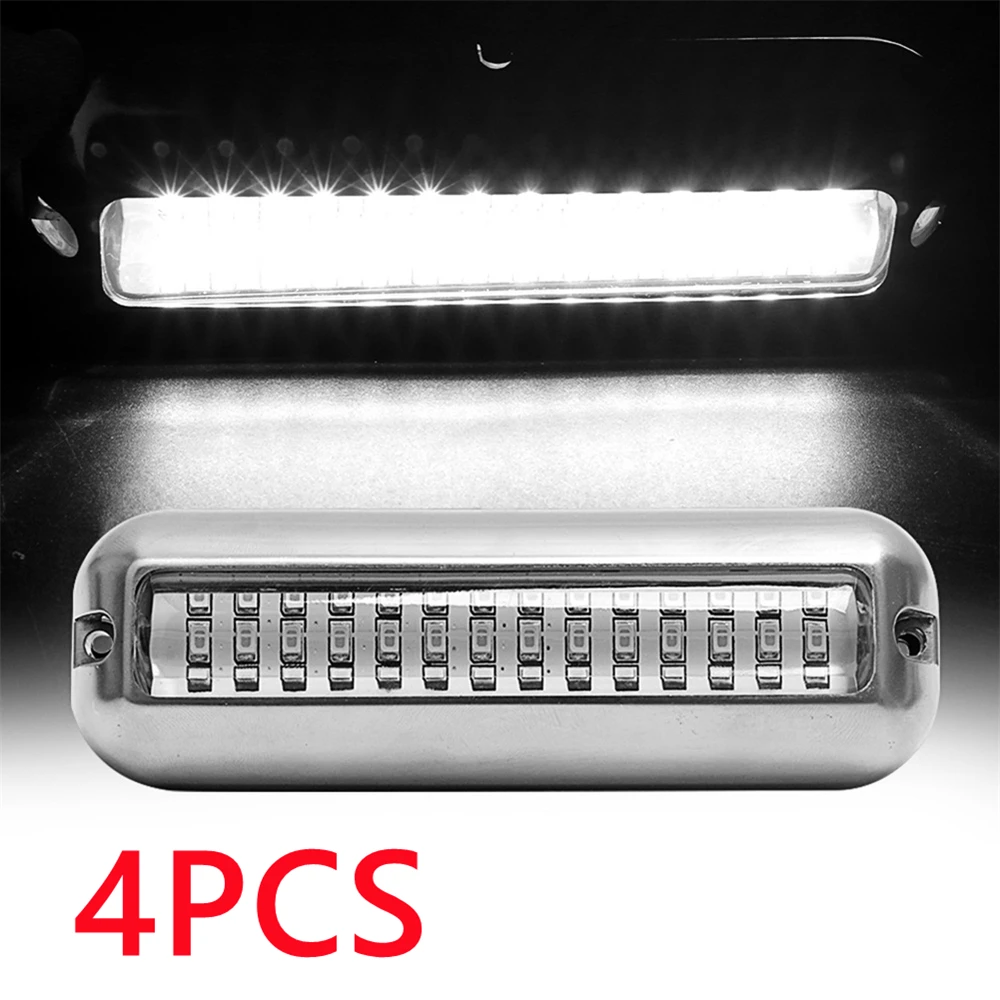 4 STKS Onderwaterlicht Speedboot Bootverlichting 42 LED Navigatieverlichting Boot Marine Spiegellicht RVS Jachtaccessoires