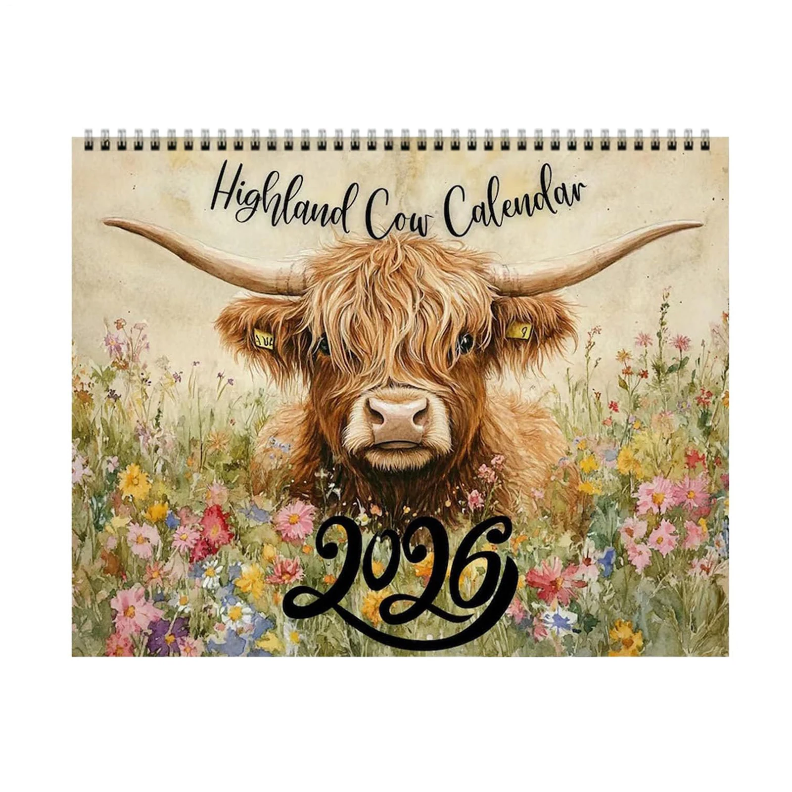 

2026 Calendar Funny Highland Cow Daily Weekly Monthly Planner Notebook Schedule Agenda Organizer Home Office Decor Wall Calendar