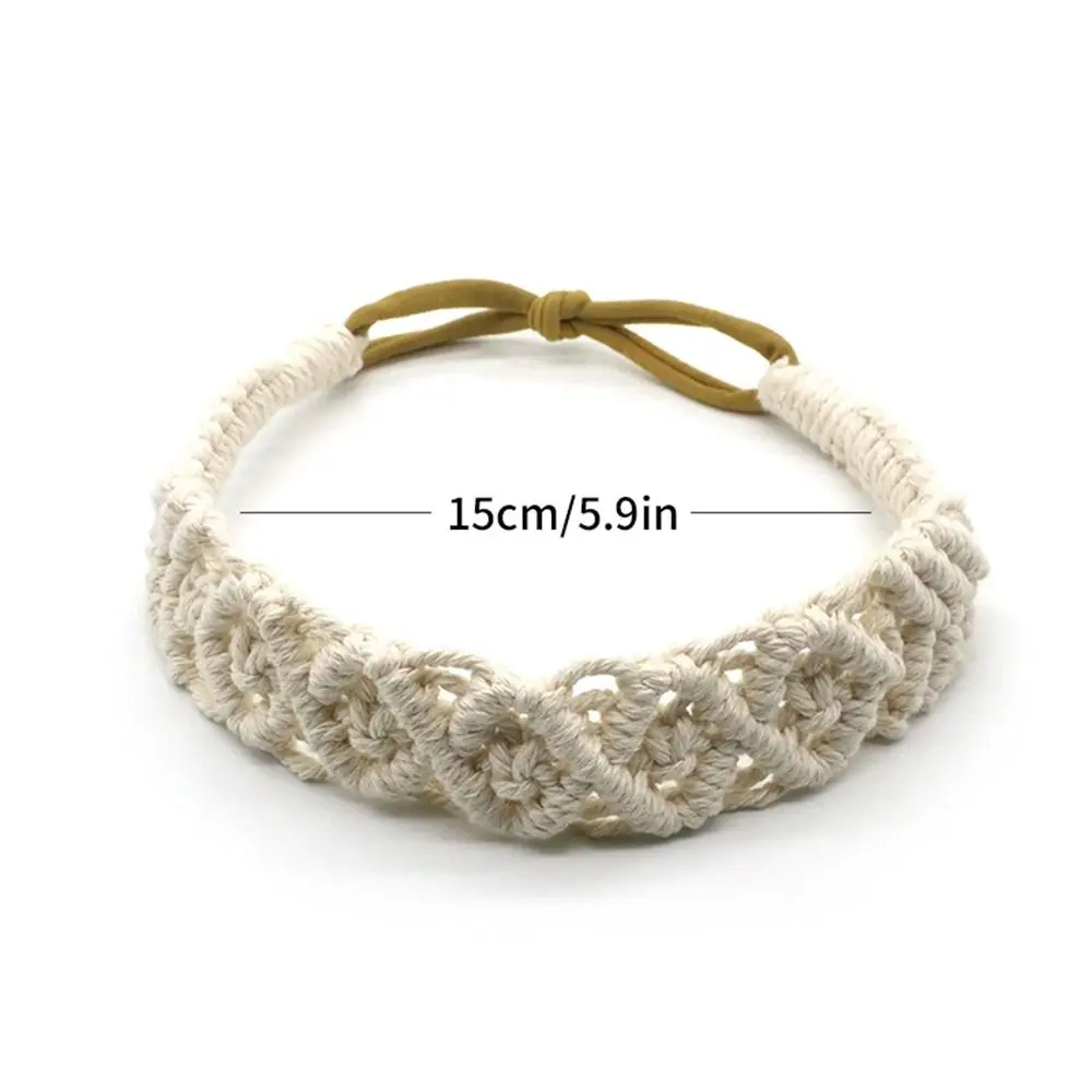 Daisy Ethnic Style Elastic Hair Band Turban Braided Rope Bohemian Headband Crochet Bandana Macrame Hair Band Women Hair Scarf