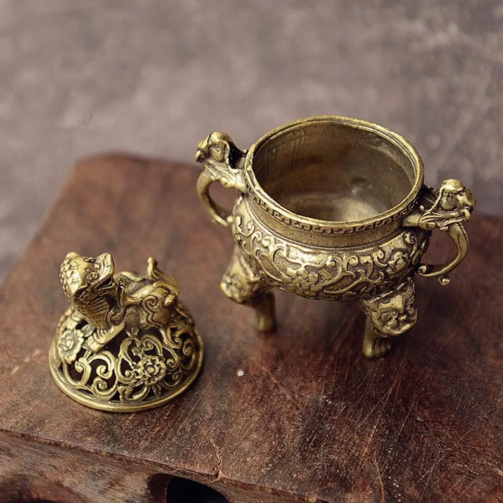 مبخرة صغيرة من النحاس لوتس حامل بخور صغير موقد مخروطي عتيق لليوجا والمنتجعات الصحية والمكتب ديكور المنزل الحلي