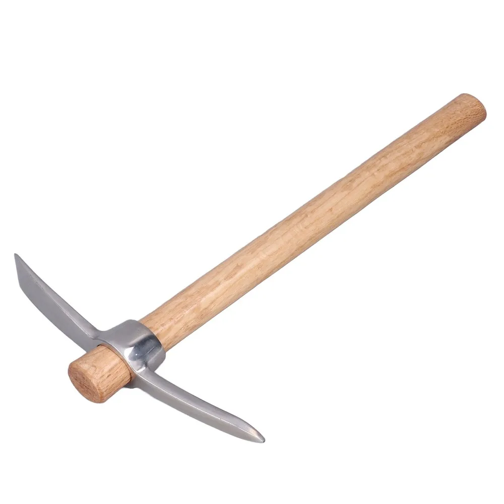 Durable Stainless Steel Hand Cultivator Silver Dual Head Pickaxe Tool Detachable Design Ergonomic Handle Garden Hoe