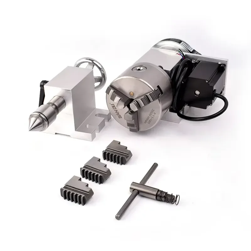 K11-100 Rotation Axis 4 Axis Rotation Table 3-jaw Chuck Turntable Cnc Rotary Axis for CNC Router Woodworking Engraving