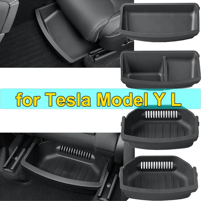 Underseat Storage Box for Tesla Model YL 2026 Seats Drawer TPE Hidden Storage Tray Push Pull Car Y L Front Rear Seater Organizer