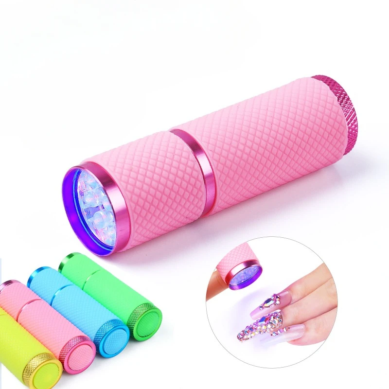 Mini 9 LED Flashlight Nail Dryer UV Light Lamp For Gel Polish Manicure Nail Art Tools Hand Held Fast Drying Machine Portable