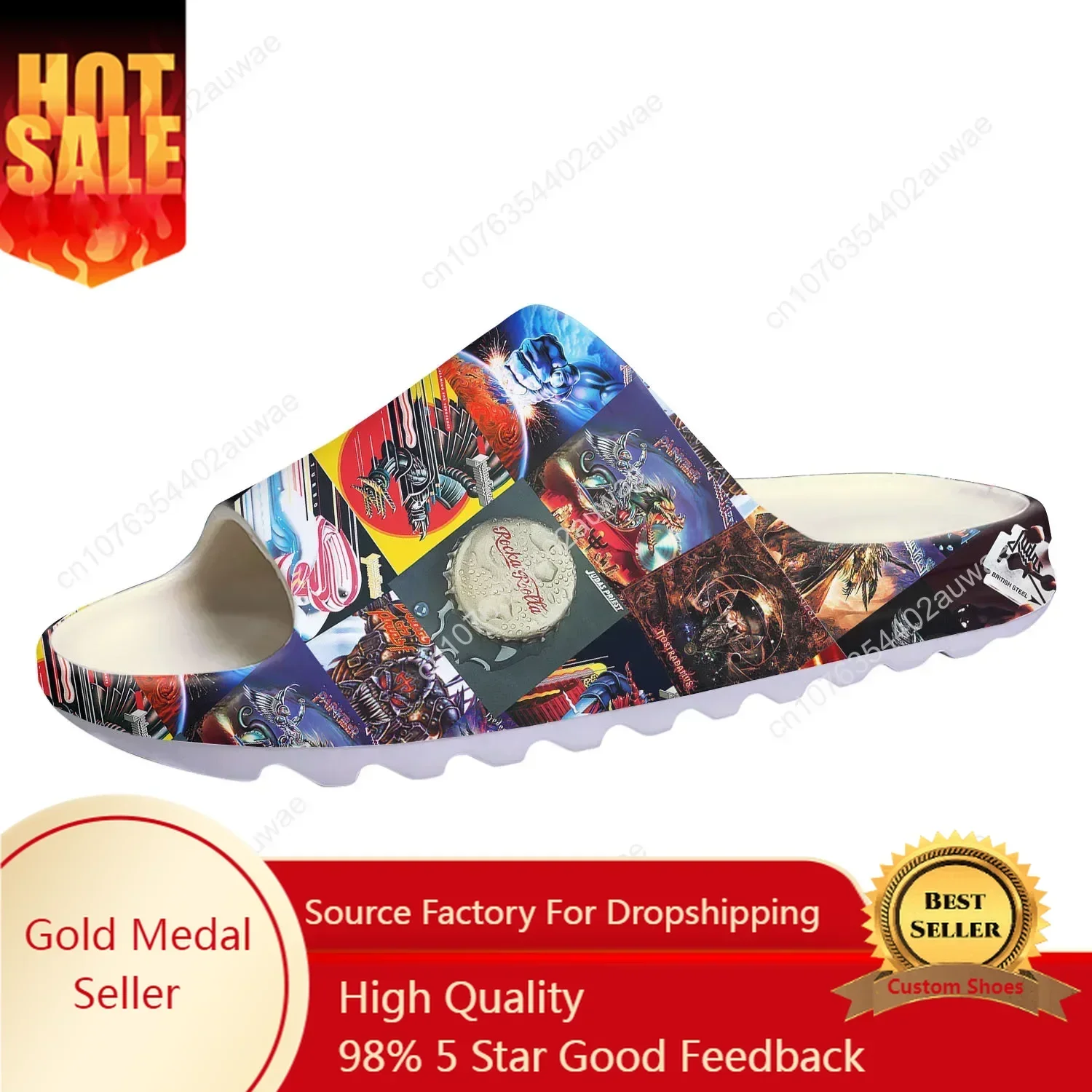 

Judas Priest Soft Sole Sllipers Home Clogs Step on Water Shoes Mens Womens Teenager Customize Bathroom Beach on Shit Sandals