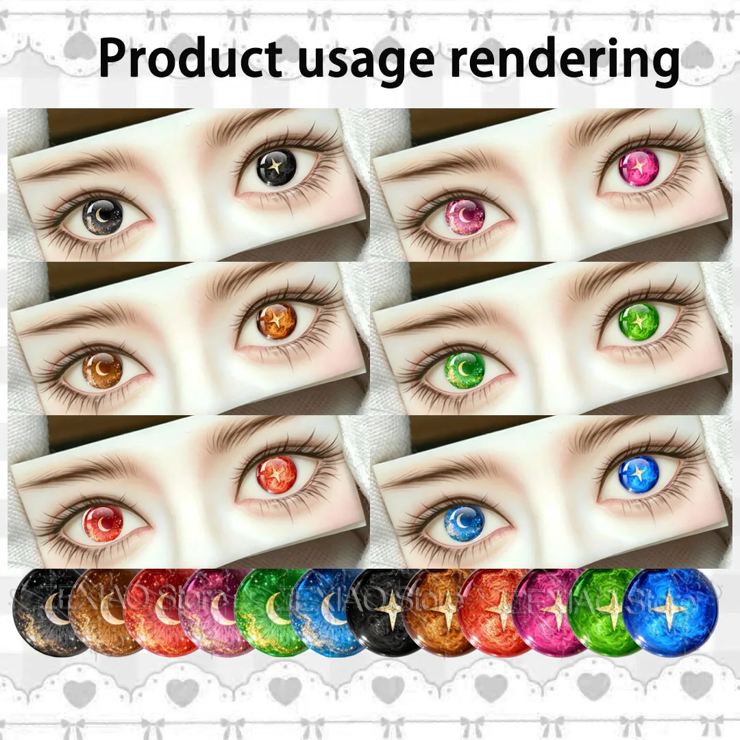 6Pairs Star Moon Galaxy Blythe Doll Eyes 10MM-40MM Glass Cabochon Eye Chips Blythe BJD Eye Toy Gift Craft Doll Accessories