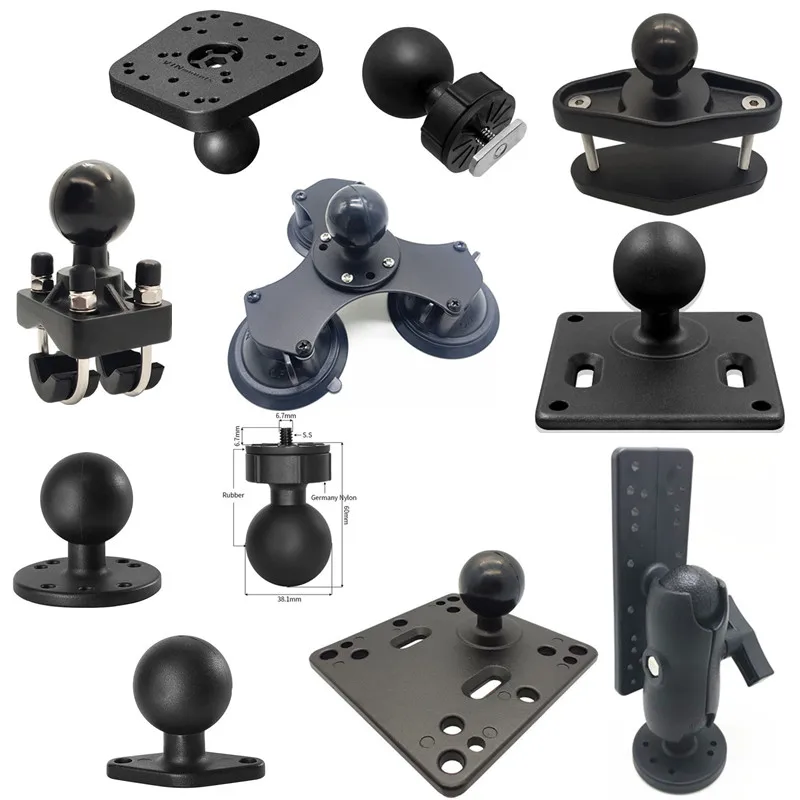 

Ball Mount with Fish Finder and Universal Mounting Plate Kayak Accessories /1.5 inch Ball Head Base /1.5 inch Double Socket Arm