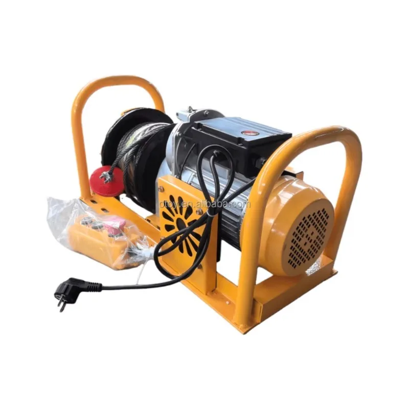 Portable 400kg 500kg 1000kg Electric Wire Rope Winch with Manual Clutch Electric Hoist is used for lifting and traction
