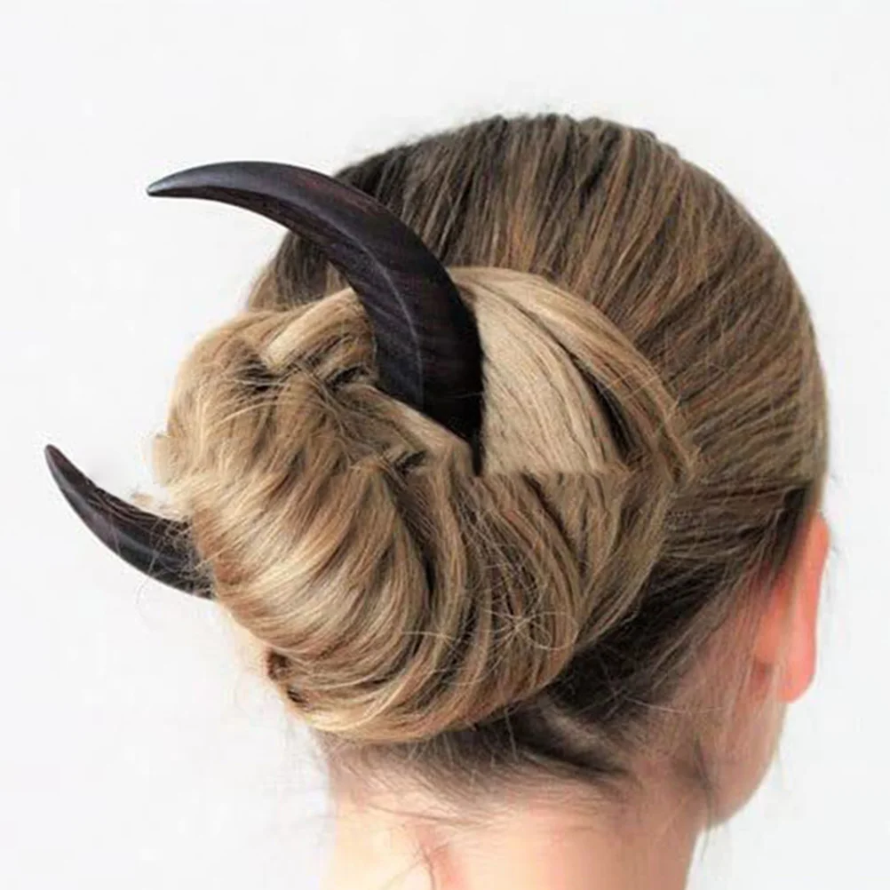 

3 Pcs Hair Sticks Wooden Elegant Women Accessories Bun Hairstyle Tool Moon Clip Hair Accessories For Women Updo Gifts