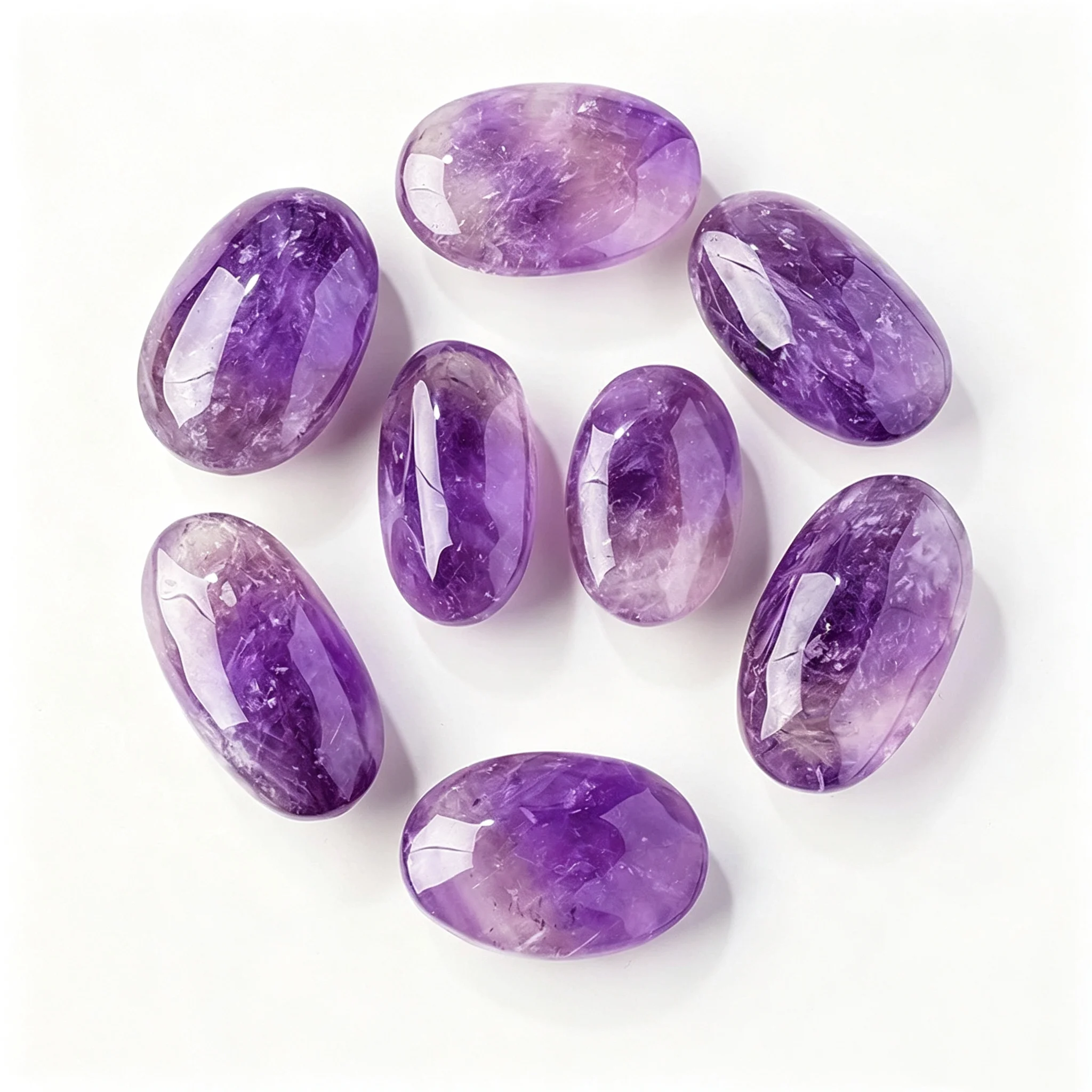 1pc Natural Amethyst Palm Stone Chakra Balancing, Polished Pocket Gemstone for Anxiety Spiritual Healing