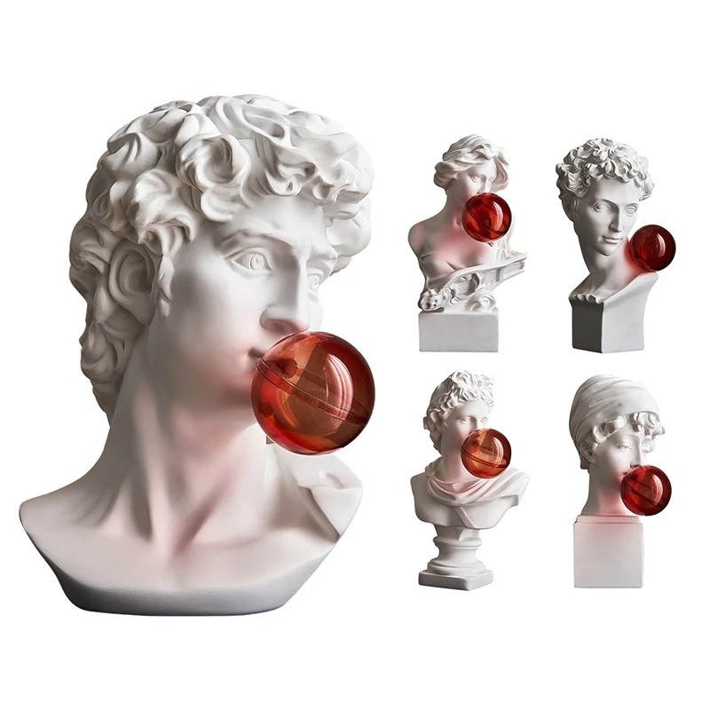 1Pcs Classic Busts Statue Greek Mythology Figurine Bubble David Portrait Sculpture Resin Practice Craft Sculpture