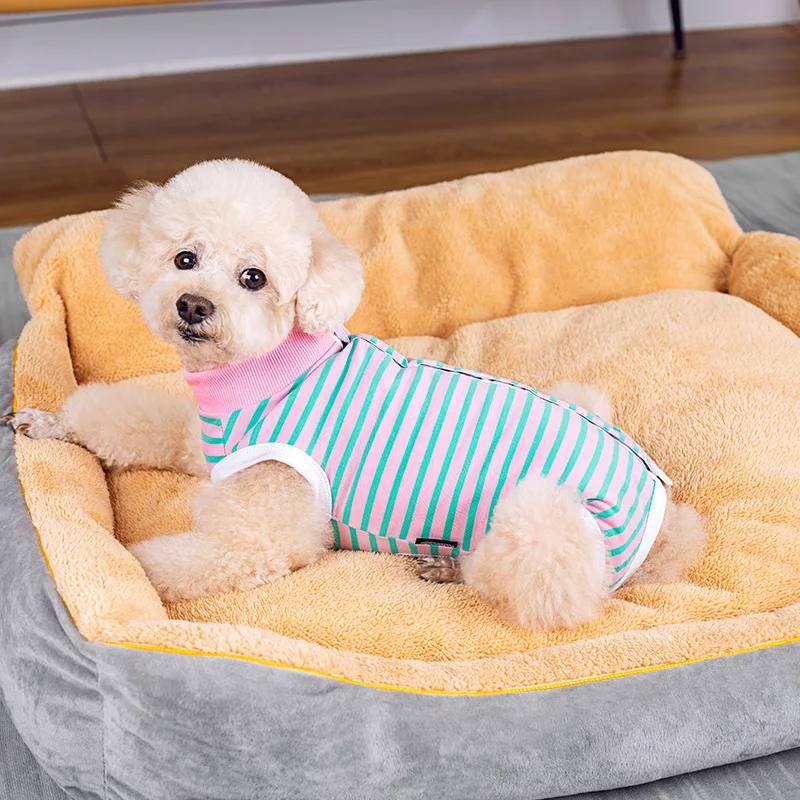 Thin Dog Belly Band, Striped Puppy Belly Protector Vest, Anti-Cold Post-Spay & Nursing Recovery Shirt for Female Dogs