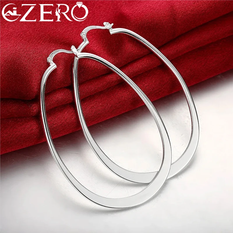 

ALIZERO 925 Sterling Silver Hoop Earrings For Women Oval Shaped Earring European Fashion Party Jewelry Gift
