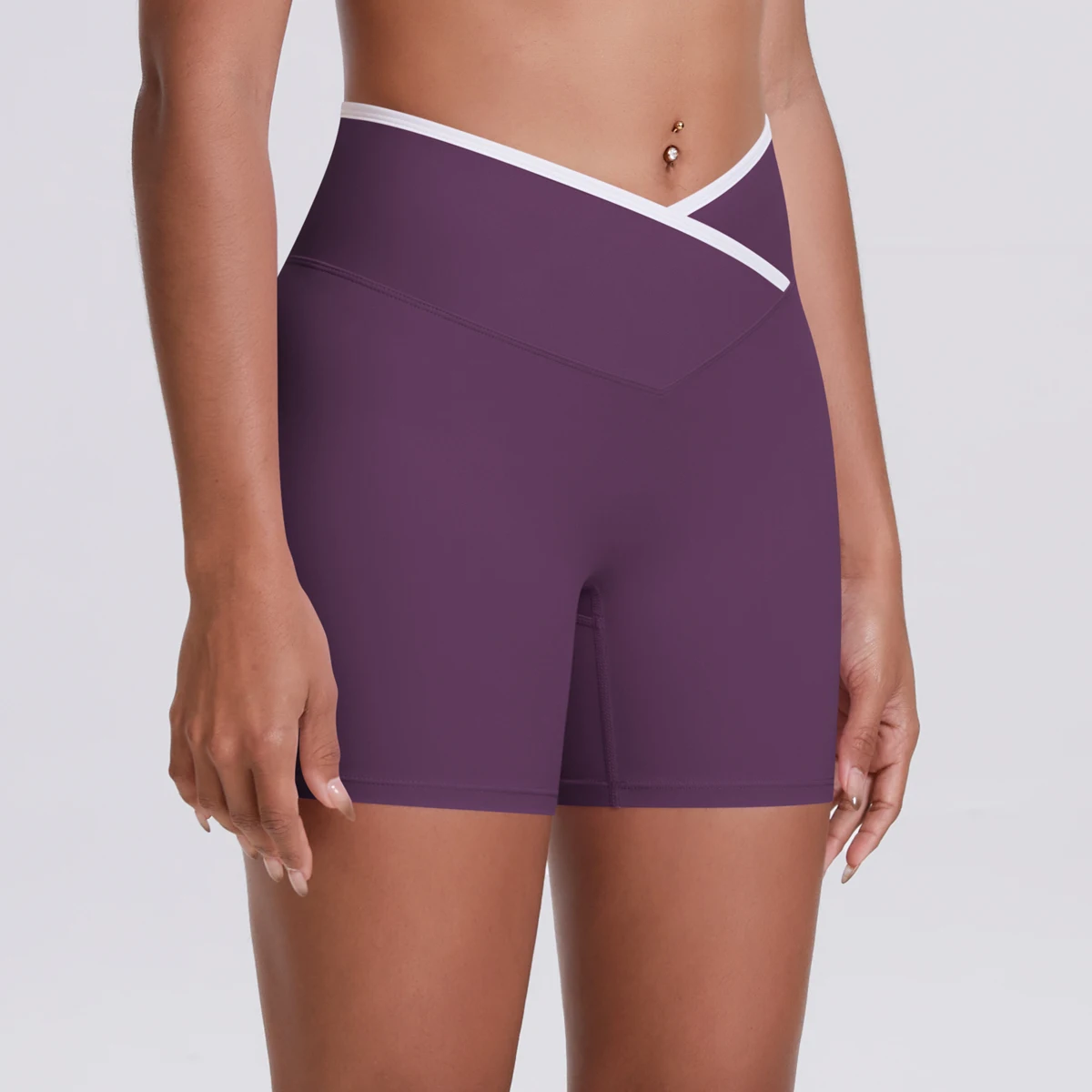 Yoga-Shorts, Damen-Fitness-Shorts, Shorts mit V-förmiger Taille, Lauf- und Fahrradshorts, atmungsaktive Sportleggings, Shorts mit hoher Taille für das Training und das Fitnessstudio. – Detail 19