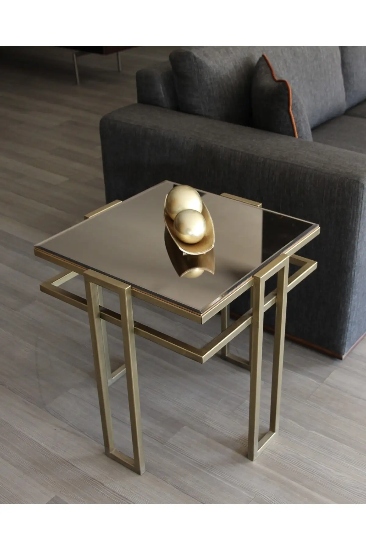 DOLBOVI Gold Tumbled Square Side Table Coffee Table