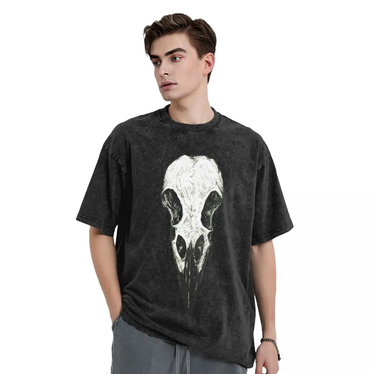 

Raven Skull T-Shirt boys whites custom shirt customs custom t shirt mens workout shirts