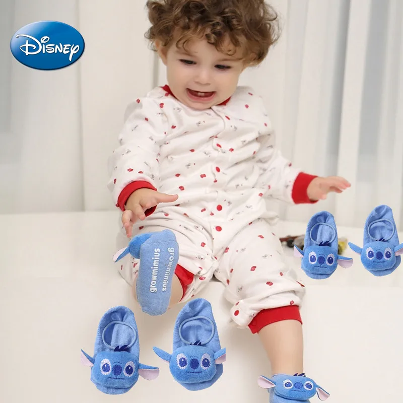 Disney Stitch Warm Baby Socks calzini antiscivolo per bambini Cartoon Kawaii Cotton Socks calzini per bambole compleanno per bambini regalo di natale