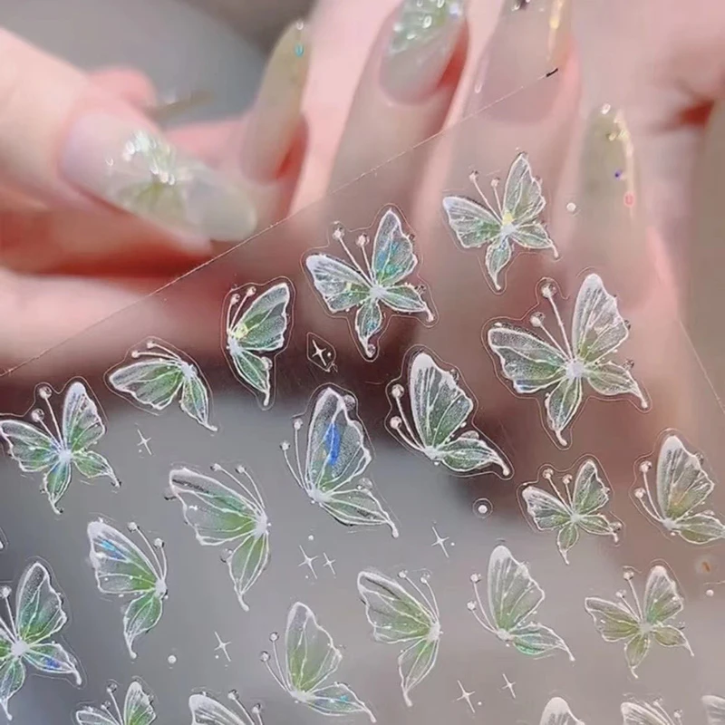 

Flash Fragment Shell Light Butterfly High Quality Nail Stickers Spring Nail Art Decal Design Manicure Tool