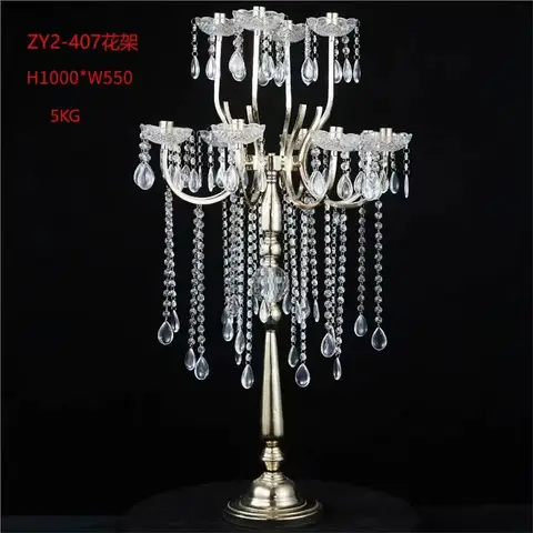Candelabro de Metal, candelabros de cristal, candelabro de 12 cabezales, centro de mesa de boda, soporte de Pilar para decoración del hogar y fiesta
