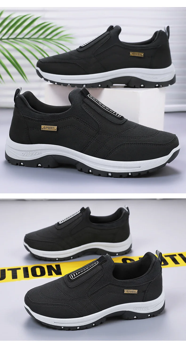 Wasserdichte Slip-On-Wanderschuhe für ältere Herren, rutschfest, stoßdämpfend, mit Profilsohle, für den täglichen Gebrauch im Freien, Freizeitschuhe, Wanderschuhe – Detail 26