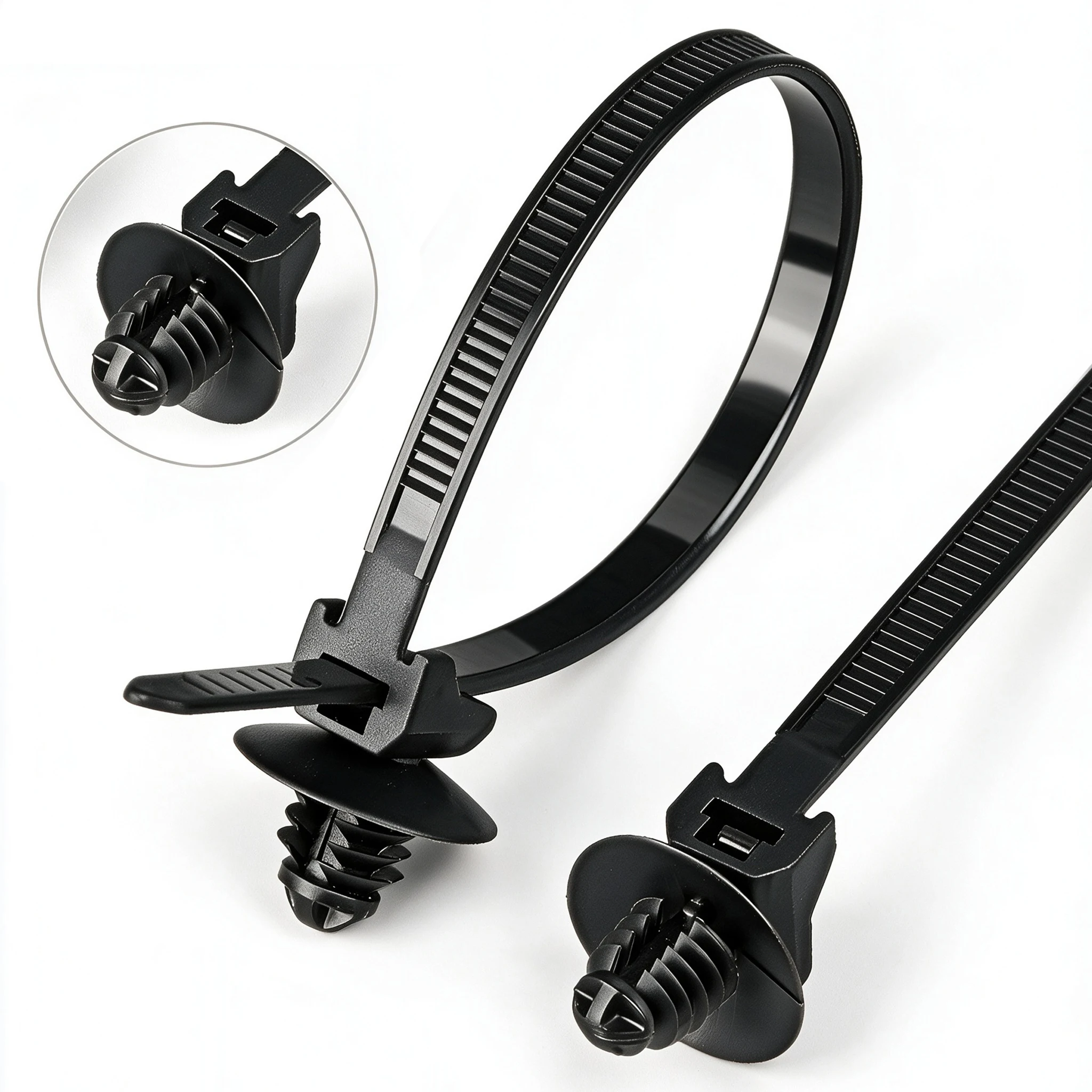 10-40pcs Nylon Cable Ties Self Locking Threaded Head Zip Tie Universal  Car Wire Harness Organizer Auto Wiring Fix Repair Tools