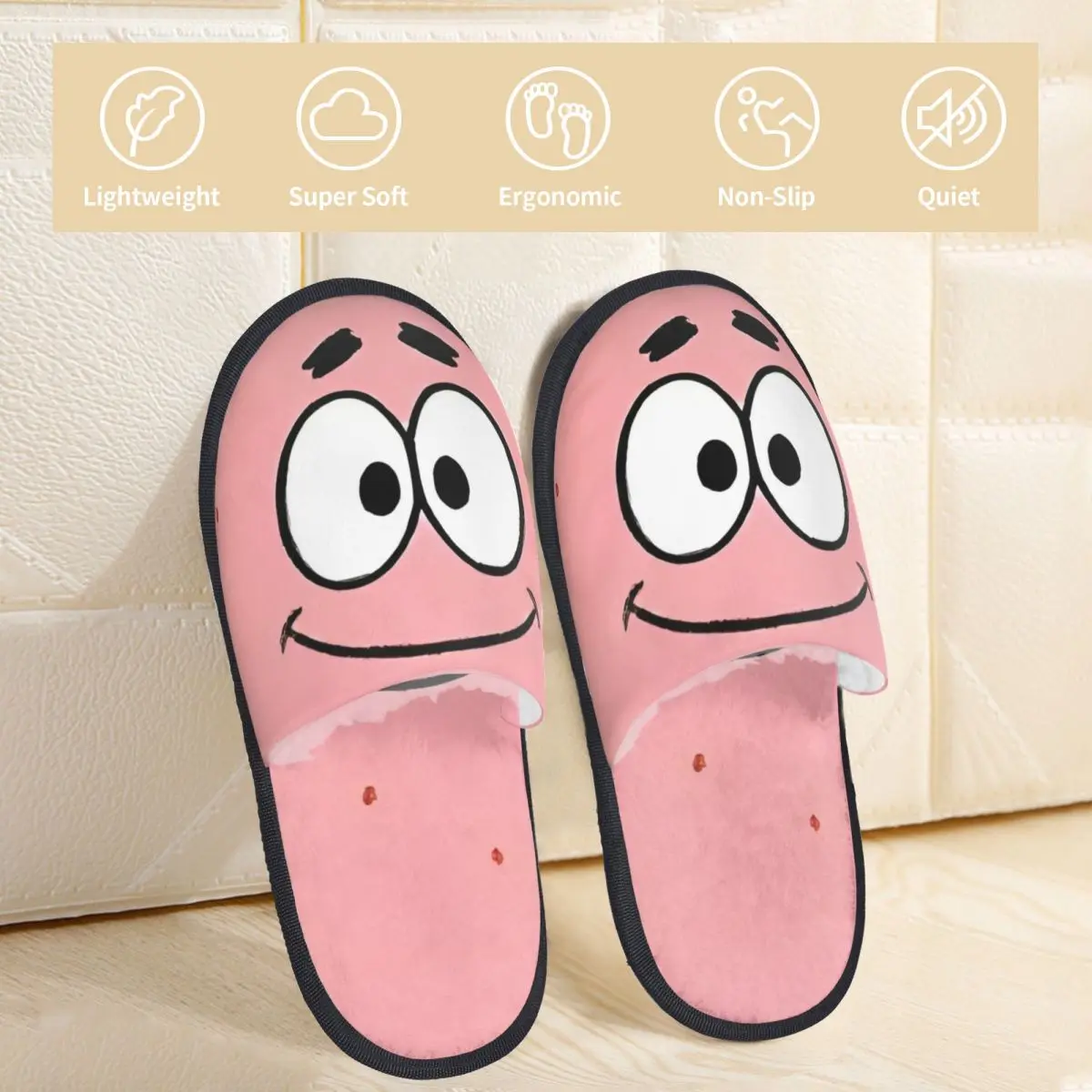 SpongeBobed Anime Cartoon Winter Cotton House Slippers Living Room Patrick Star Soft Household Fur Slides Slippers Non-slip