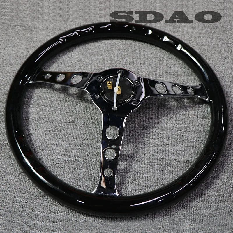 380mm/15inch Imitation Peach Wood Racing Universal Classic Steering Wheel Sport Wooden Steering Wheel Car Accessories