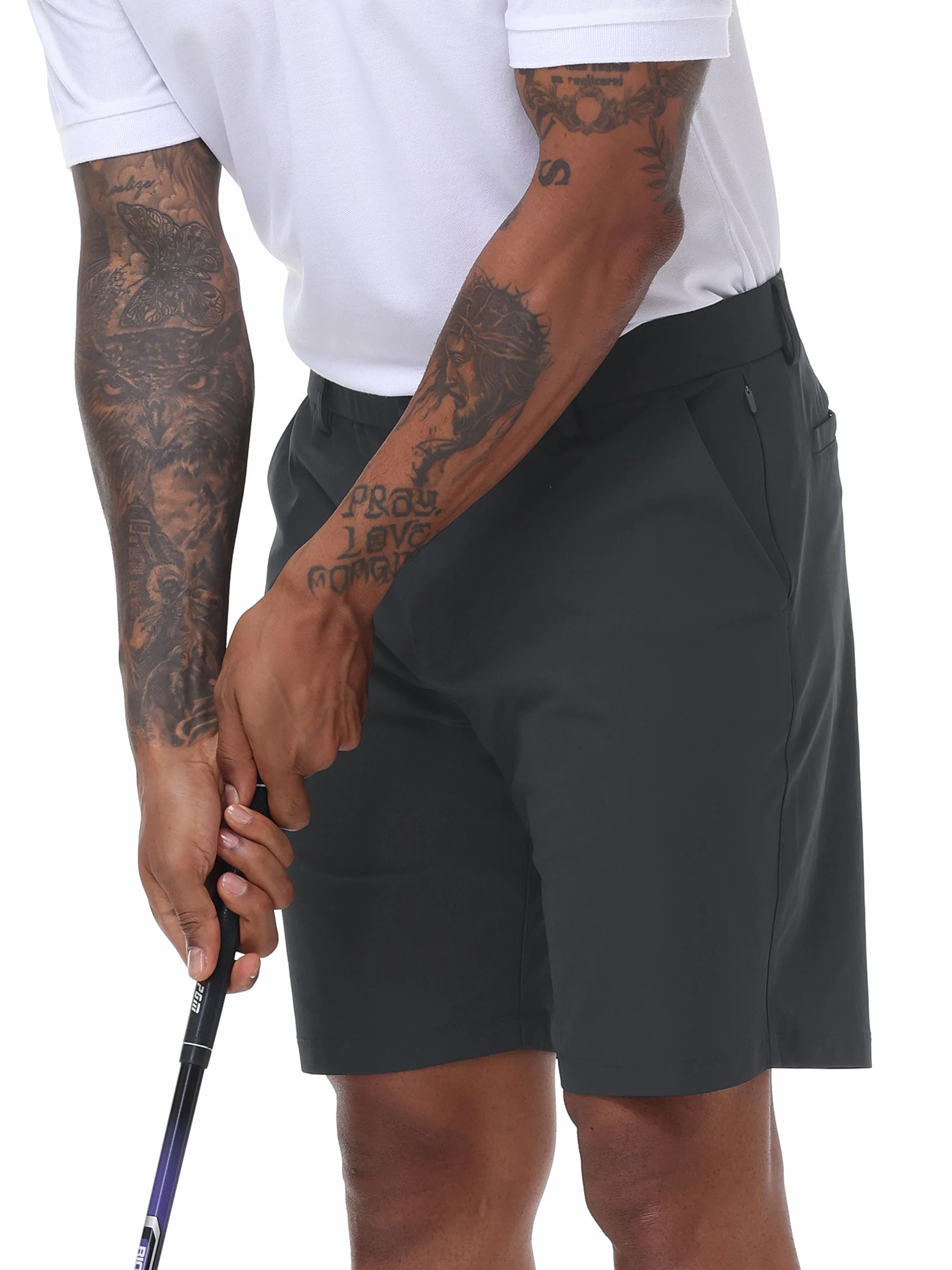 Trendige Cargo-Shorts für Herren, lässige, elegante Golfhose, Anzug-Shorts, Arbeits-Shorts mit verdeckten Seitentaschen mit Reißverschluss – Detail 7