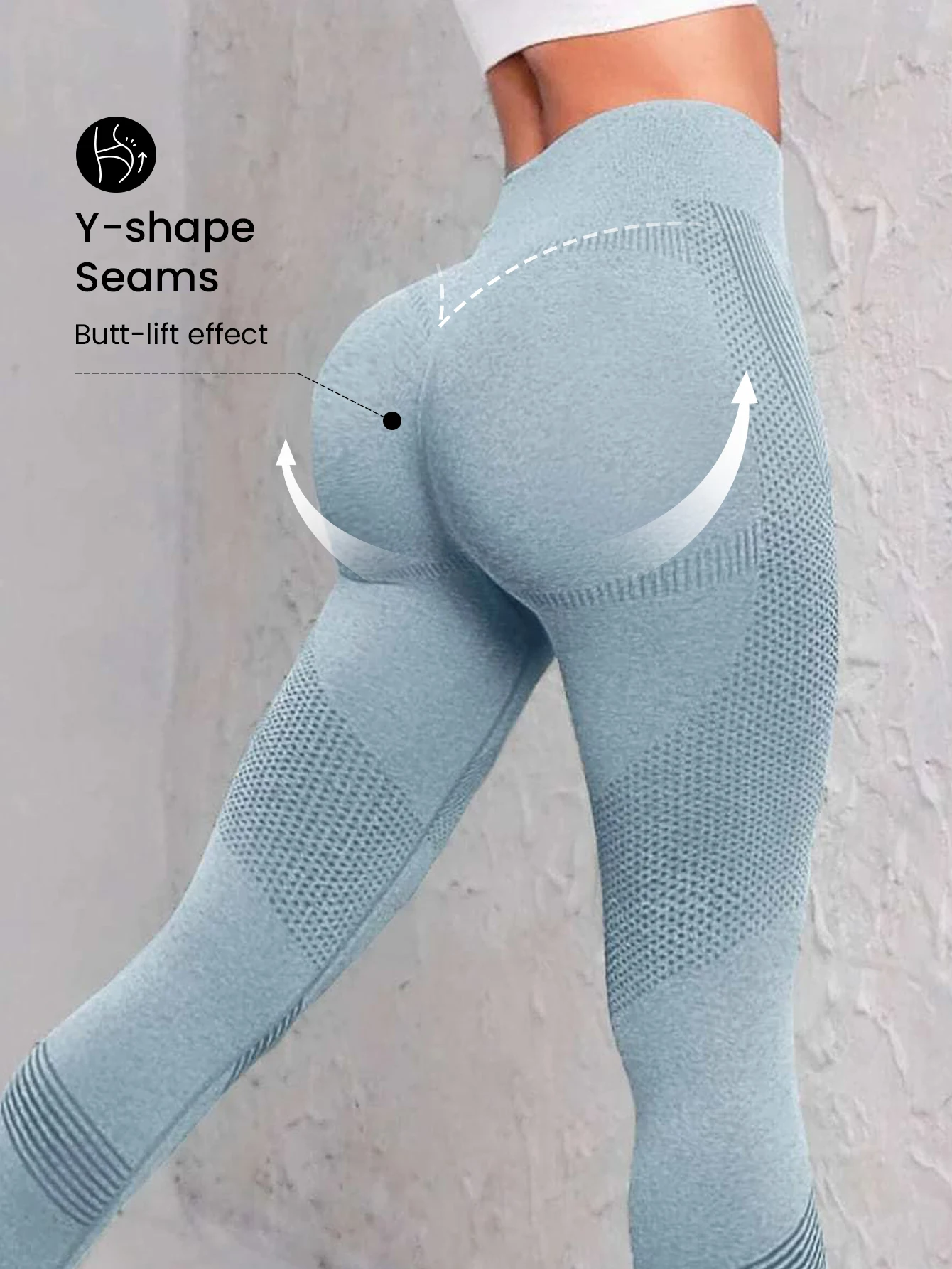 Seamless Knitted Booty Lift Leggings - High Waist Tummy Control, Perfect for Yoga Gym Running