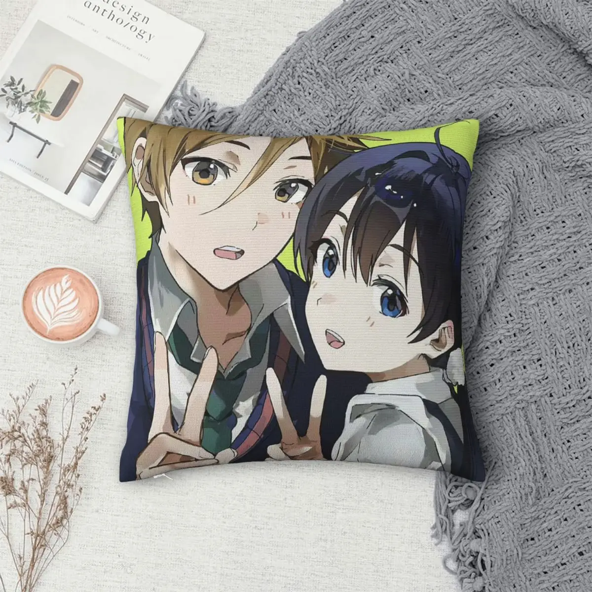 Anime Tamako Market Square Pillowcase Pillow Cover Cushion Decor Comfort Throw Pillow for Home Living Room