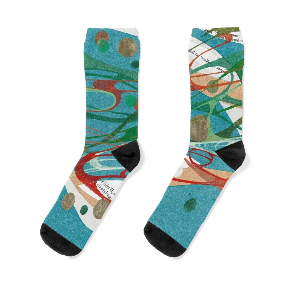 

BEATE - Original handmade collage & inks fine art design Socks Antiskid soccer kids Toe sports custom sports Socks Men Women's