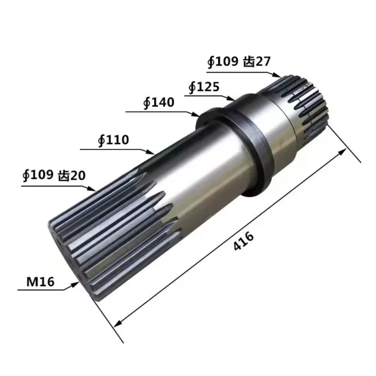 Excavator Sh240-5 Rotating Motor Vertical Shaft Spline Shaft Center Shaft 20/27 Tooth 461h