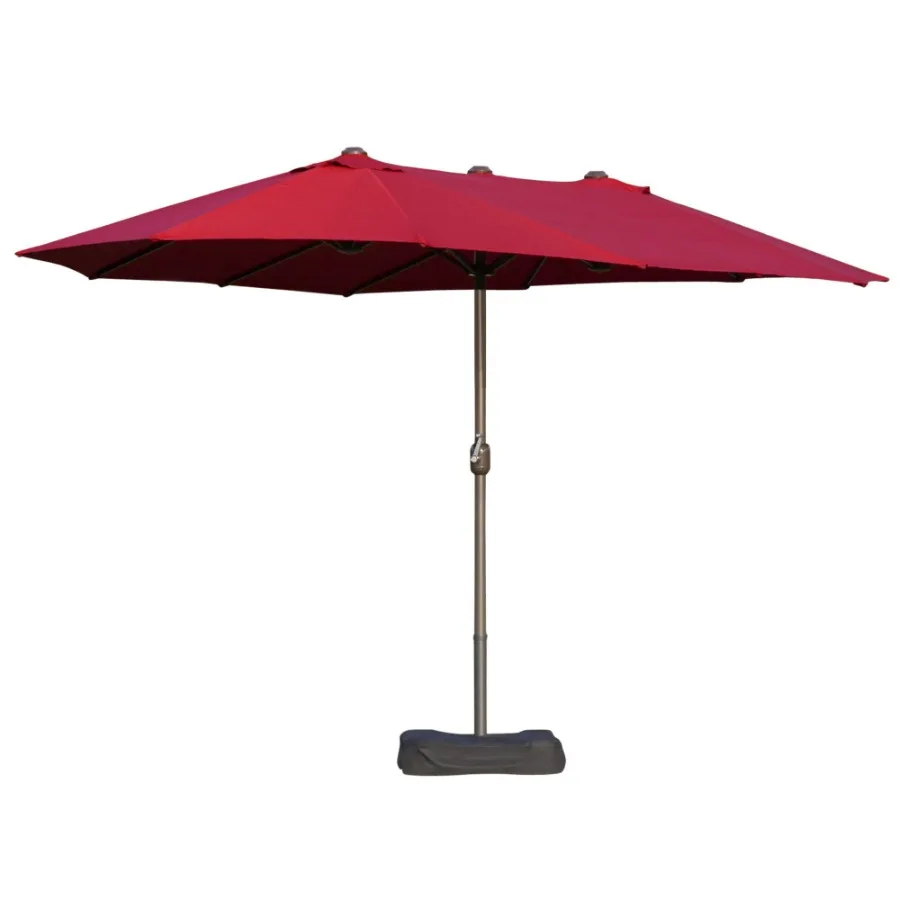 

Patio Umbrella 15' Steel Rectangular Outdoor Double Sided Market with base Sun Protection Easy Crank for Deck Pool Patio Wine